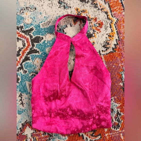 Zara Tops - Zara Womens Jacquard Halter Cropped Top Size XS